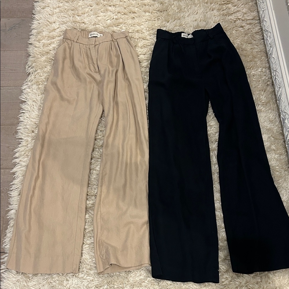 Abercrombie & Fitch Tan and Black Wide Leg Pants